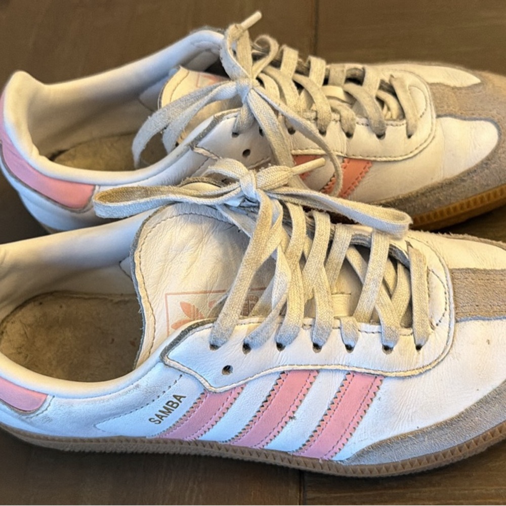 Adidas Samba White and Pink Shoes
